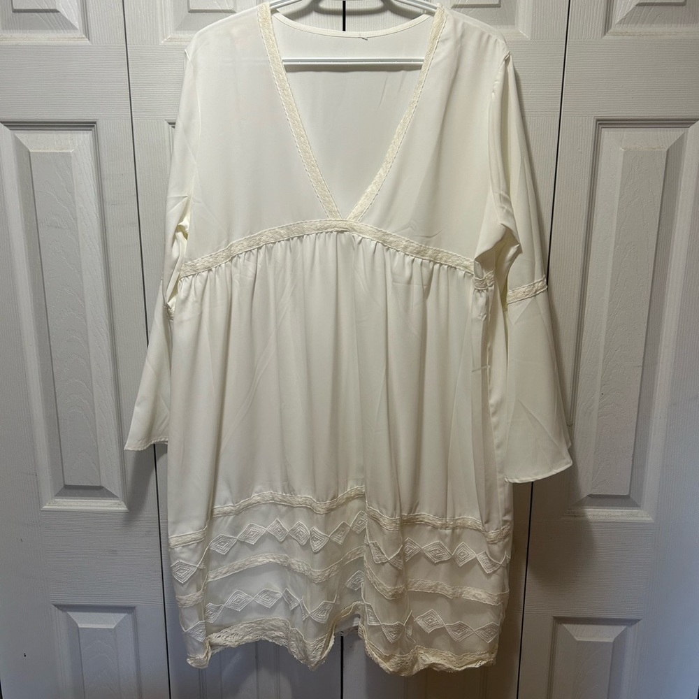 Elegant Cream V-Neck Dress